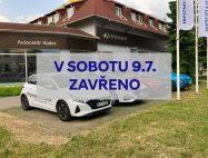 Tuto sobotu 9.7. 2022 budeme mít prodejnu Hyundai v Novém Městě na Moravě ZAVŘENOU. 😒❌